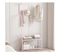 Appendiabiti in Metallo Stand Appendiabiti da Terra con 2 Ripiani Appendiabiti con Asta Appendiabiti Struttura in Metallo 4 Ganci per Abiti Cappelli Borse (Rosa 80 * 40 * 178 cm)