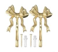 Appendiabiti in ottone con fiocco e dettaglio a nastro, per montaggio a parete, per organizzare asciugamani, borse, chiavi in camera da letto o bagno (S, 2 pezzi)