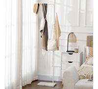 Appendiabiti indipendente Homcom con base in marmo con 2 ganci rotondi 35X25X170 cm White 35X25X170 cm