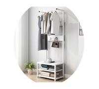 Appendiabiti industriale 3 in 1 con panca per scarpe e ripiano portaoggetti, mobili da ingresso bianchi con ganci e accenti in metallo (40 x 34 x 170 cm) per la casa nization