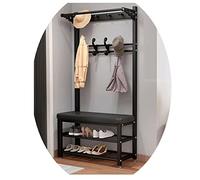 Appendiabiti industriale 4 in 1 con panca scarpiera, design ad albero, supporto con ganci, facile da montare, retro in poliuretano, dimensioni: 60 x 33 x 172 cm, elegante organizer da ingresso