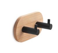 Gedy | Juncos Bamboom Appendiabiti Doppio e Rotondo, Colore Nero, Dimensioni 5 x 5 x 3,8 cm e Peso 0,035 kg