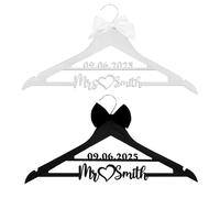 Appendiabiti Matrimonio Personalizzato con Nome e Data - Gruccia Legno per Abito da Sposa, Damigelle e Bomboniere - Diversi stili e colori da scegliere - Regalo Nuziale Elegante