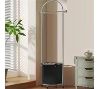 Appendiabiti Mobile con cestello portaoggetti Rotondo, Appendiabiti Mobile Indipendente, Organizer per Cappotti (Nero)