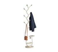 Appendiabiti Moderno in Metallo Bianco con 2 Vassoi Circolari Ø24 cm - Struttura Robusta e Salvaspazio - H 166,5 cm