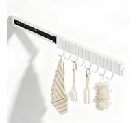 Appendiabiti Multifunzionale a Parete, Attaccapanni Estraibile in Metallo | Scaffali Organizer da Parete, Elevata Capacità di Carico, Salvaspazio, per Cucina e Bagno(WhiteB,40cm)
