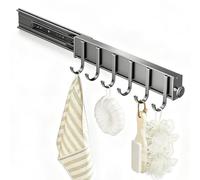 Appendiabiti Multifunzionale a Parete, Attaccapanni Estraibile in Metallo | Scaffali Organizer da Parete, Elevata Capacità di Carico, Salvaspazio, per Cucina e Bagno(GrayB,30cm)