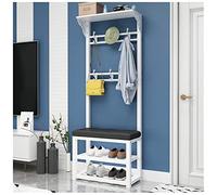 Appendiabiti multifunzionale con scarpiera autoportante da ingresso nizer bianco e nero, 100 cm, soluzione elegante per l'ingresso di casa
