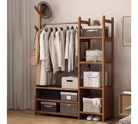 Appendiabiti multifunzione in legno, salvaspazio, in bambù, con cassetti, elegante nizer con 4 ripiani per vestiti, cappelli, borse e scatola portaoggetti