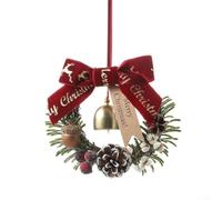 Appendiabiti natalizio per porta con campane in metallo e spago di iuta, look vintage unico con finitura in lamina d'oro anticato, per decorazione stagionale della casa e del giardino (D)