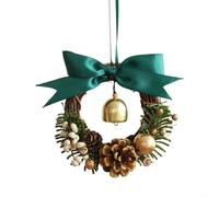 Appendiabiti natalizio per porta, con campane in metallo e spago di iuta, look vintage unico con finitura in lamina d'oro anticato, per decorazione stagionale della casa e del giardino (C)