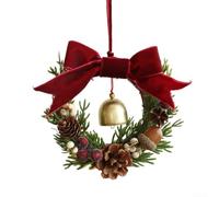 Appendiabiti natalizio per porta in oro antico con due forme di campana, realizzato in metallo e iuta, produce suoni allegri per porte, alberi e ghirlande (F)