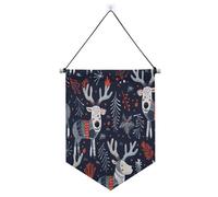 Appendiabiti per banner bohémien blu navy natalizio per parete con asta telescopica banner da appendere alla parete decorazioni per feste per porte, pareti, finestre, giardini, banderine da cortile