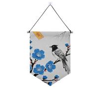 Appendiabiti per banner da parete in stile cinese con fiore uccello neve con asta telescopica Banner appeso decorazioni per Festival e giorno speciale