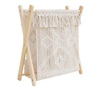 Appendiabiti per libri in macramè, supporto in cotone intrecciato, supporto con cornice in legno, cesto portaoggetti in stile bohémien, organizer decorativo, ideale per esporre la camera da letto