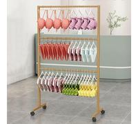 Appendiabiti per Negozi al Dettaglio, Appendiabiti, Pantaloncini per Mutandine per Biancheria Intima, Espositore per Reggiseno, Organizer per Vestiti con Ruote E Ripiani A, Gold, 80×40×135CM