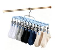 Appendiabiti per pantaloni con 20 clip, organizer per armadio | Appendipantaloni con 20 clip, in acciaio inox e rivestimento in PVC, peso 310 g, dimensioni: 36,50 x 22 x 10 cm, antiscivolo