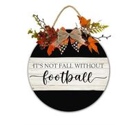 Appendiabiti per porta con scritta "It is Not Fall Without Football Autumn Pumpkins Farmhouse Welcome Wreath Sign for Home Welcome Retro Hanging Sign for Thanksgiving Autumn Decorations 28x28 CM