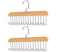 Appendiabiti per Reggiseni,2 Pezzi Portacravatte Da Armadio Appendiabiti in Legno Armadio con 8 ganci,Ganci Antiscivolo Reggiseno,per Cinture,Cravatte,Sciarpe