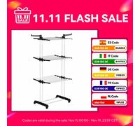 Appendiabiti pieghevole HOMCOM con ruote a 3 livelli con ali 73x64x177cm