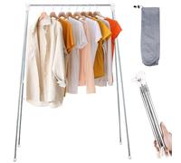 Appendiabiti pieghevole, in acciaio inox, 34-70 cm, regolabile, piccolo portabiancheria pieghevole, leggero e stabile per viaggi, campeggio, lavanderia, a casa, escursionismo