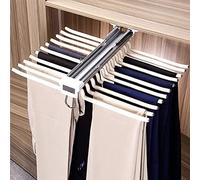 Appendiabiti portapantaloni in acciaio inossidabile multifunzione porta pantaloni estraibili antiscivolo porta jeans 22 aste, beige
