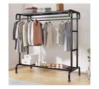 Appendiabiti portatile a doppia asta con ripiano e ruote per riporre oggetti extra in camera da letto e ingresso