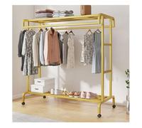 Appendiabiti portatile a doppia asta con ripiano e ruote per riporre oggetti extra in camera da letto e ingresso