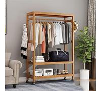 Appendiabiti portatile in bambù con 2 ruote, robusto, soluzione salvaspazio per ingresso, 48 x 29 x 168 cm, ideale per spazi ristretti e angoli di ingresso.