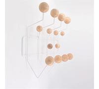 Appendiabiti pratico, Appendiabiti classico Appenditutto, Appendiabiti da parete moderno della metà del secolo con palline di noce in legno massiccio verniciato Appendiabiti color legno per sciarpe,