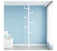 Appendiabiti regolabile a 6 livelli con tensione angolare da pavimento a soffitto per soggiorno, balcone o camera da letto, colore bianco, perfetto per appendere i vestiti e massimizzare lo spazio