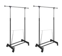 Appendiabiti regolabile in acciaio inox, 2 pezzi, con asta appendiabiti, regolabile in altezza 108-170 cm, estensibile 84-150 cm, con ruote e freni
