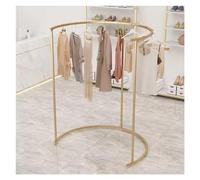 Appendiabiti rotondo, Espositore for abbigliamento semicircolare, espositore da pavimento salvaspazio, design dorato