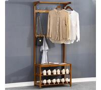 Appendiabiti rustico ad albero con ganci e ripiano superiore, scarpiera da ingresso a 2 livelli e organizer per corridoio, fango, sotto le scale, mobili autoportanti L 80 cm