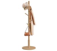 Appendiabiti salvaspazio con base rotonda in legno per camera da letto e soggiorno, robusto, 40 x 40 x 168 cm, elegante supporto per cappotti, cappelli e borse
