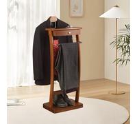 Appendiabiti Servomuto da Pavimento in Legno, Servo Muto Servomuto con Portapantaloni, Appendiabiti Indossatore con Cassetto, per Camera Letto Soggiorno Dell'ufficio