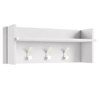 Terraneo Hallway Pannello appendiabiti a muro con ampio ripiano e 3 ganci Colore Bianco Effetto Legno 90 x 29 x 34 cm Made in Italy Attaccapanni Elegante Design italiano