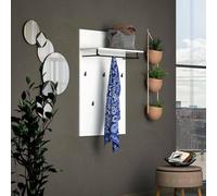 Dmora Appendiabiti Tripoli, Attaccapanni, Portabiti Multiuso, Appendiabiti da Parete, Made in Italy, 80x115h26 cm, Bianco Lucido e Antracite