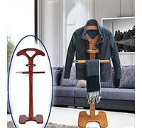 Appendiabiti unisex autoportante con vassoio rotondo e gancio a forma di L, design silenzioso in metallo e legno, 145 x 45 cm, elegante nizer per casa e ufficio