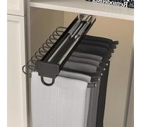 Appendini estraibili per pantaloni, estensibili, in acciaio inox, salvaspazio, per guardaroba (nero 46)