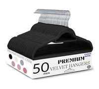 Appendini in Velluto Antiscivolo Appendiabiti Appendiabiti con Fermacravatta e Gancio Girevole a 360° Salvaspazio Spessore 0,6 cm Lungo 43,5 cm, per Abiti Pantaloni (50 Pack Black)