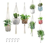Appendini per piante in macramè per interni, 5 pezzi, cesto decorativo Boho | Portavasi per piante di diverse dimensioni, per soffitto, parete, mensola, asta per camera da letto, piante grasse, potho