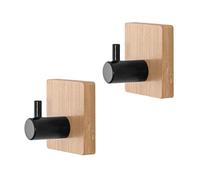 Appendini Porta Asciugamani E Accappatoi Con Corpo In Legno Di Bambù E Gancio In Acciaio Nero Linea Haiti, L 4,5 x P 3,5 x H 4,5 Cm, Con Biadesivo 3M