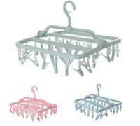 Appendino Calzini Pieghevole，Stendibiancheria salvaspaziocon 32 mollette in plastica per calze, biancheria intima, reggiseni, vestiti per bambini.(verde chiaro )