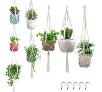 Appendino per piante in macramè, cesto intrecciato in stile bohémien | Supporto per vaso da fiori per interni, per piante rampicanti, ringhiere da balcone, camera da letto, piante grasse