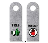 Appendino per porta libera e occupata, grigio con simboli verdi e rossi, per la porta del WC o il bagno occupato, cartello in feltro, da appendere alla porta