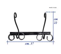 Appendino, porta Accappatoi e Asciugamani in Ferro battuto 2 Posti Dimensioni 37x h 22 cm stile classico colore nero nero