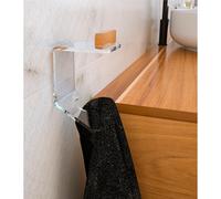 Appendino, porta Accappatoi e Asciugamani in plexiglass e Teak BRIGHT Dimensioni 9x8,5x h 8,5 cm stile moderno trasparente trasparente