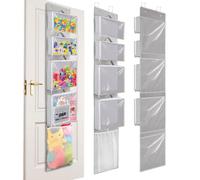 Appesi il deposito dei giocattoli alla porta, Block Animal Organizer Idea in grigio con 4 Case Bag rimovibili, doppio portaoggetti con tasca di rete per ragazzina