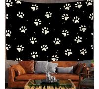 Appeso Arazzo Grande Stile Cartone Animato Arazzo da Parete in Tessuto Impronte Zampe Cane Decorazione da Parete In Bianco E Nero Appendere al Muro per Camera da Letto Soggiorno Dormitorio, 100x75 cm